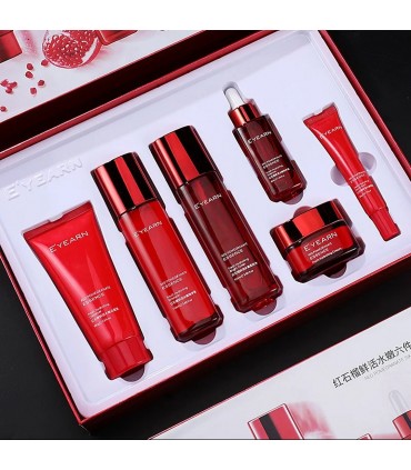 Coffret Grenade Rouge - Grande coffret de beauté anti-âge anti-rides anti-vieillissement (6 pièces)