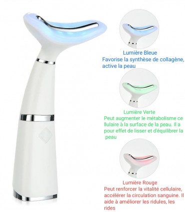 Appareil anti-rides LED 3D 3 couleurs pour le visage et le cou