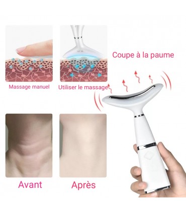 Appareil anti-rides LED 3D 3 couleurs pour le visage et le cou