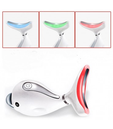 Appareil anti-rides LED 3D Dauphin en 3 couleurs de lumières massages pour le visage et le cou