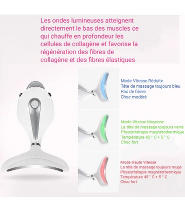 Appareil anti-rides LED 3D Dauphin en 3 couleurs de lumières massages pour le visage et le cou