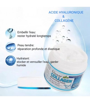Crème Collagène & Acide Hyaluronique - Crème visage anti-vieillissement blanchissement anti-tache (100g)