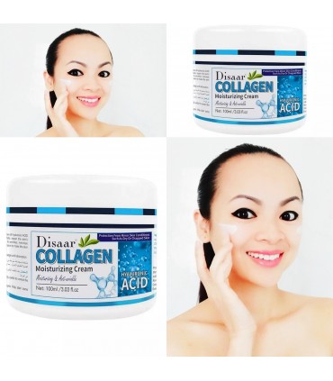 Crème Collagène & Acide Hyaluronique - Crème visage anti-vieillissement blanchissement anti-tache (100g)