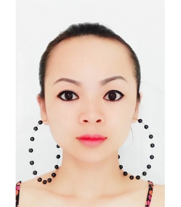 Boucles d'oreilles rondes à perles noires 10cm (1 paire)