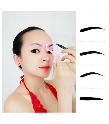 Pochoir des sourcils réutilisable en 4 modèles de sourcils