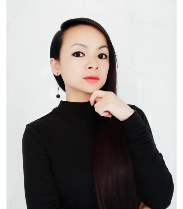 Boucle d'oreille à longue frange boule noire 14cm (1 paire)