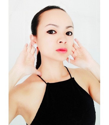 Boucle d'oreille à chaîne longue argenté 9cm (1 paire)