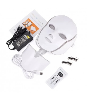 Masque Luminothérapie LED 3D en 7 couleurs de lumières soins du visage et le cou