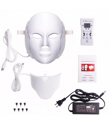 Masque Luminothérapie LED 3D en 7 couleurs de lumières soins du visage et le cou