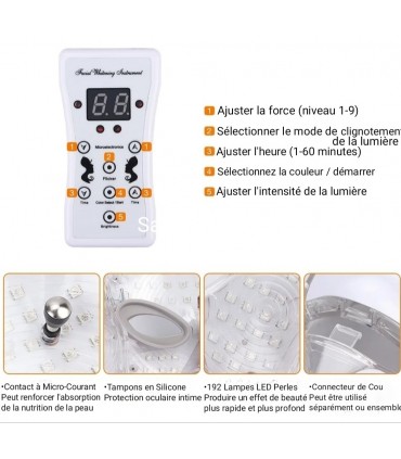 Masque Luminothérapie LED 3D en 7 couleurs de lumières soins du visage et le cou