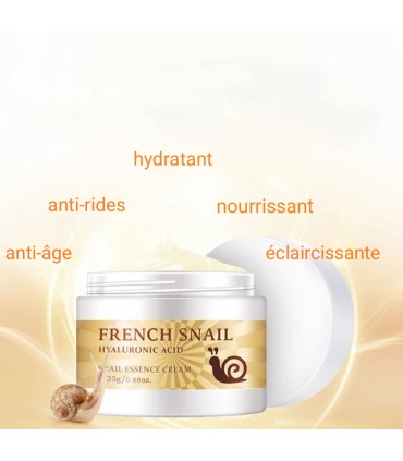 Crème Bave d'Escargot & Acide Hyaluronique - Crème visage anti-âge anti-rides nourrissant (25g)