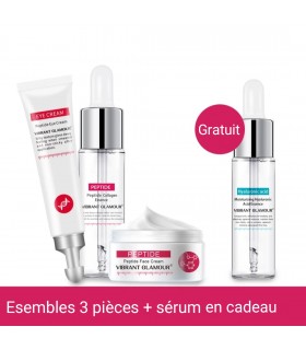 Routine soin visage Peptide Collagène - Ensemble soin visage éclaircissante anti-tâches anti-rides (4 pièces)