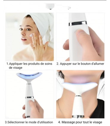 Appareil anti-rides LED 3D 3 couleurs pour le visage et le cou