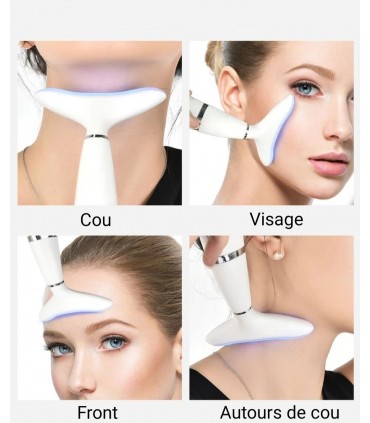 Appareil anti-rides LED 3D 3 couleurs pour le visage et le cou