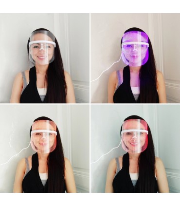 Masque de beauté luminothérapie LED 3D en 3 couleurs de lumières soin du visage anti-âge anti-rides
