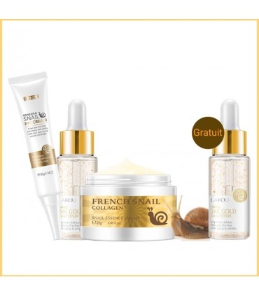 Routine soin visage Bave d'Escargot - Ensemble soin visage anti-âge anti-ride rajeunissement ( 4 pièces )