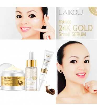 Routine soin visage Bave d'Escargot - Ensemble soin visage anti-âge anti-ride rajeunissement ( 4 pièces )