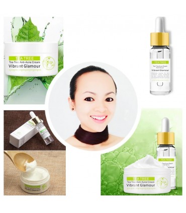 Routine soins visage Thé Vert - Ensemble soin visage anti-acné anti- vieillissement contrôle de l'huile (2 pièces)