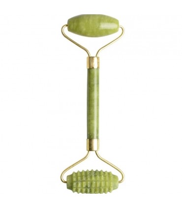 Rouleau de Massage Pierre de Jade naturelle - Masseur à rouleau de Pierre Jade double têtes