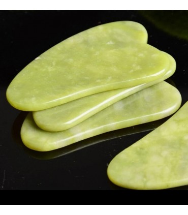 Plaque de massage pierre de Jade Gua-Sha naturelle - Masseur à rouleau de Pierre Jade Gua-Sha double têtes