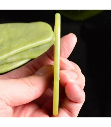 Plaque de massage pierre de Jade Gua-Sha naturelle - Masseur à rouleau de Pierre Jade Gua-Sha double têtes