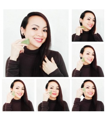 Plaque de massage pierre de Jade Gua-Sha naturelle - Masseur à rouleau de Pierre Jade Gua-Sha double têtes