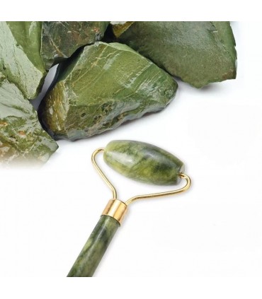 Ensembles 2 pièces rouleau de Massage Pierre de Jade naturelle - Masseur à rouleau de Pierre Jade double têtes