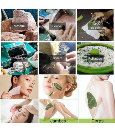 Ensembles 3 pièces rouleau de Massage Pierre de Jade naturelle - Masseur à rouleau de Pierre Jade double têtes