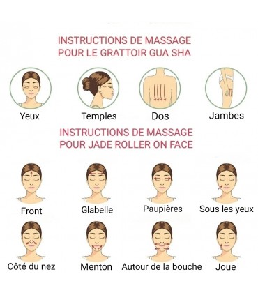 Ensembles 3 pièces rouleau de Massage Pierre de Jade naturelle - Masseur à rouleau de Pierre Jade double têtes