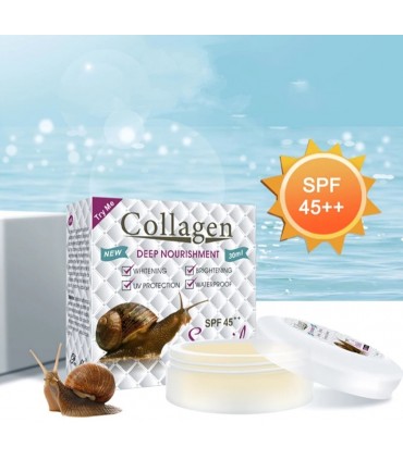 Crème Collagène SPF 45+ Bave d'Escargots éclaircissant blanchiment hydratant - Crème visage ( 30ml )