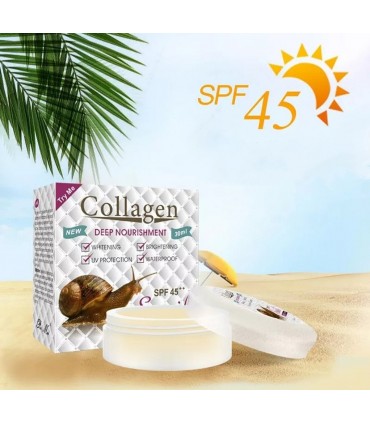 Crème Collagène SPF 45+ Bave d'Escargots éclaircissant blanchiment hydratant - Crème visage ( 30ml )