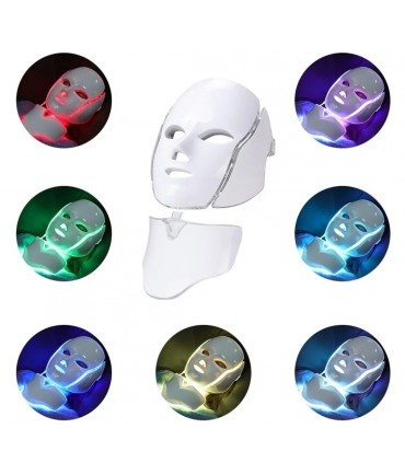 Masque Luminothérapie LED 3D en 7 couleurs de lumières soins du visage et le cou