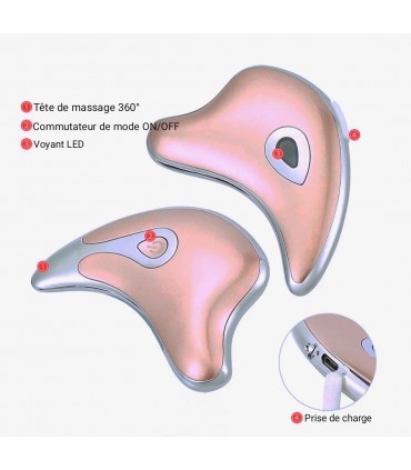 Appareil anti-rides LED 3D en 2 couleurs de lumières massages pour le visage et le cou