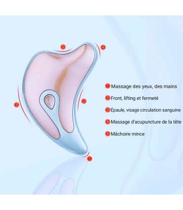 Appareil anti-rides LED 3D en 2 couleurs de lumières massages pour le visage et le cou