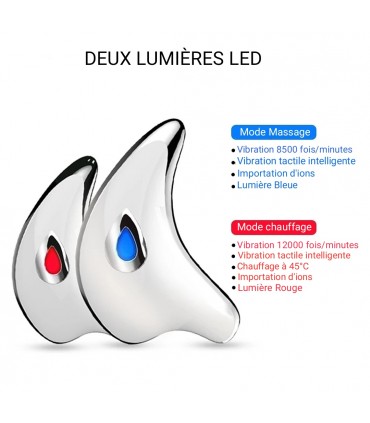 Appareil anti-rides LED 3D en 2 couleurs de lumières massages pour le visage et le cou