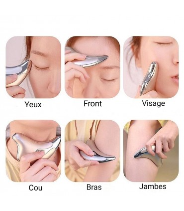 Appareil anti-rides LED 3D en 2 couleurs de lumières massages pour le visage et le cou