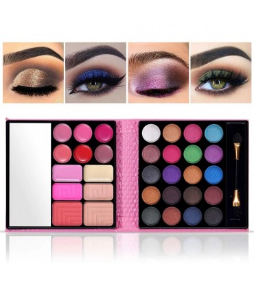 Palette d'ombres à paupières et lèvres de 32 couleurs abec miroir