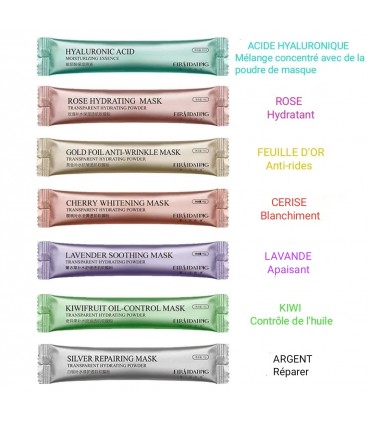 Ensemble lot de 7 masque en poudre différents - Masque visage à la poudre - Masque de la poudre 7pcs x 15g