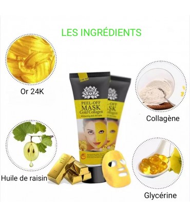 Masque Or 24K au Collagène - Masque visage Collagène Or 24K - Masque Or Collagène 60g