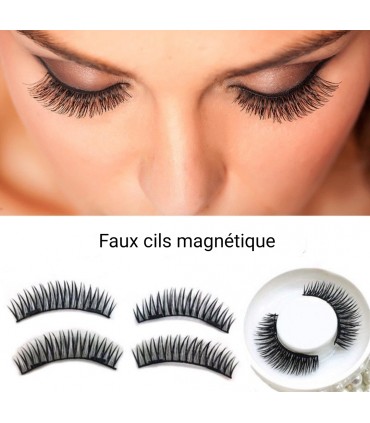 Faux cils magnétiques 3D réutilisable 1 paire ( 4 pièces )