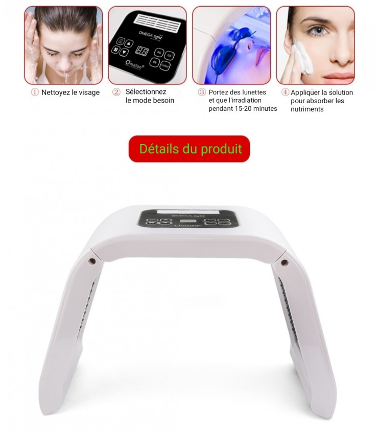 Appareil De Luminothérapie Visage MYTEX-SHOP - 3 Lumières LED Anti-rides Et éclat, Neuf