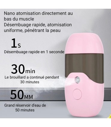 Vapeurs hydratant brumisateur portable 50ml (rose)