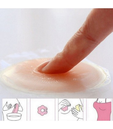 Soutien-gorge adhésifs silicone caché tétons forme rond 6,5cm