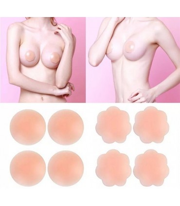 Soutien-gorge adhésifs silicone caché tétons forme rond 6,5cm