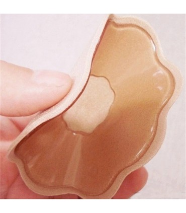 Soutien-gorge adhésifs silicone-tissu forme rond 8,5cm