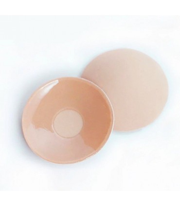 Soutien-gorge adhésifs silicone-tissu forme rond 8,5cm