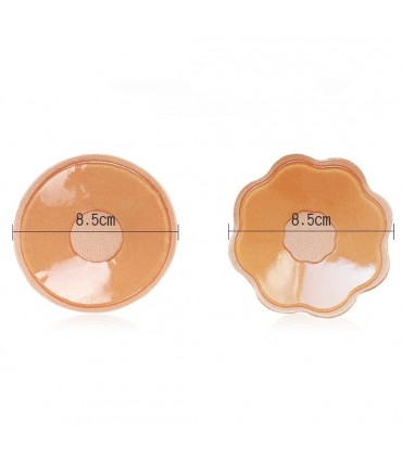 Soutien-gorge adhésifs silicone-tissu forme rond 8,5cm