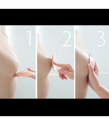 Soutien-gorge adhésifs silicone-tissu forme rond 8,5cm