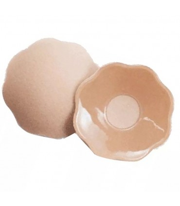 Soutien-gorge adhésifs silicone-tissu forme fleur 8,5cm