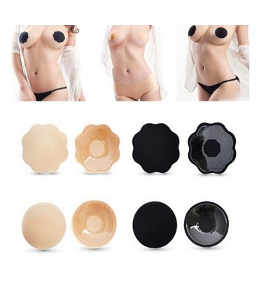 Soutien-gorge adhésifs silicone-tissu forme fleur 8,5cm